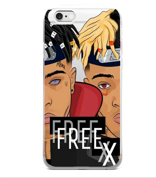 Transparent matte iPhone case with printed XXxtentacion design, shown fitted on a smartphone.