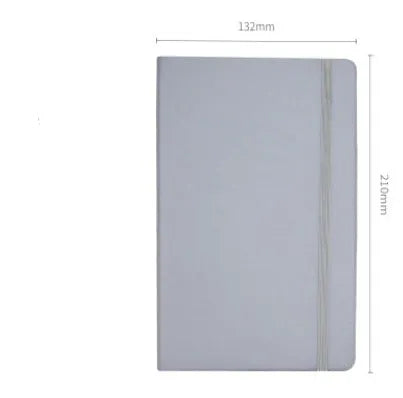 A5 tactile PU hardcover notebook in black with adhesive binding and 100gsm white paper
