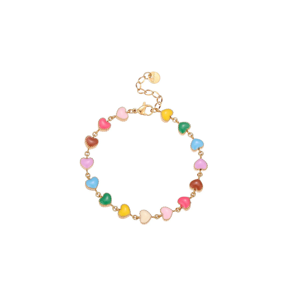 Gold and steel colour heart-shaped titanium steel bracelet for women