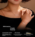Stainless steel digital bracelet and necklace set with decorative stones in gold, rose gold, or steel colour