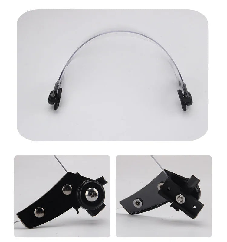 Transparent PC helmet mask with windproof lens measuring 30x15cm