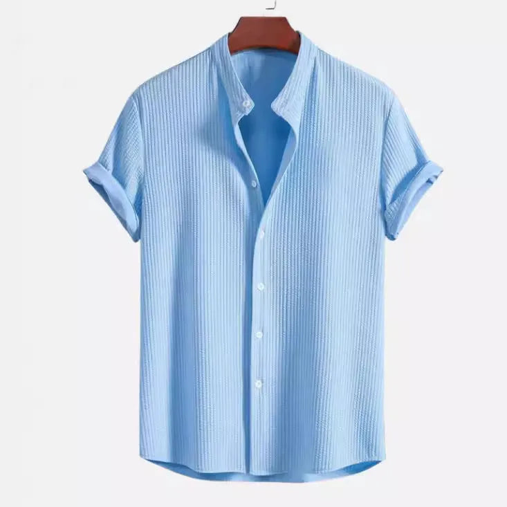 Men's loose fit short sleeve polyester shirt in multiple colour options
