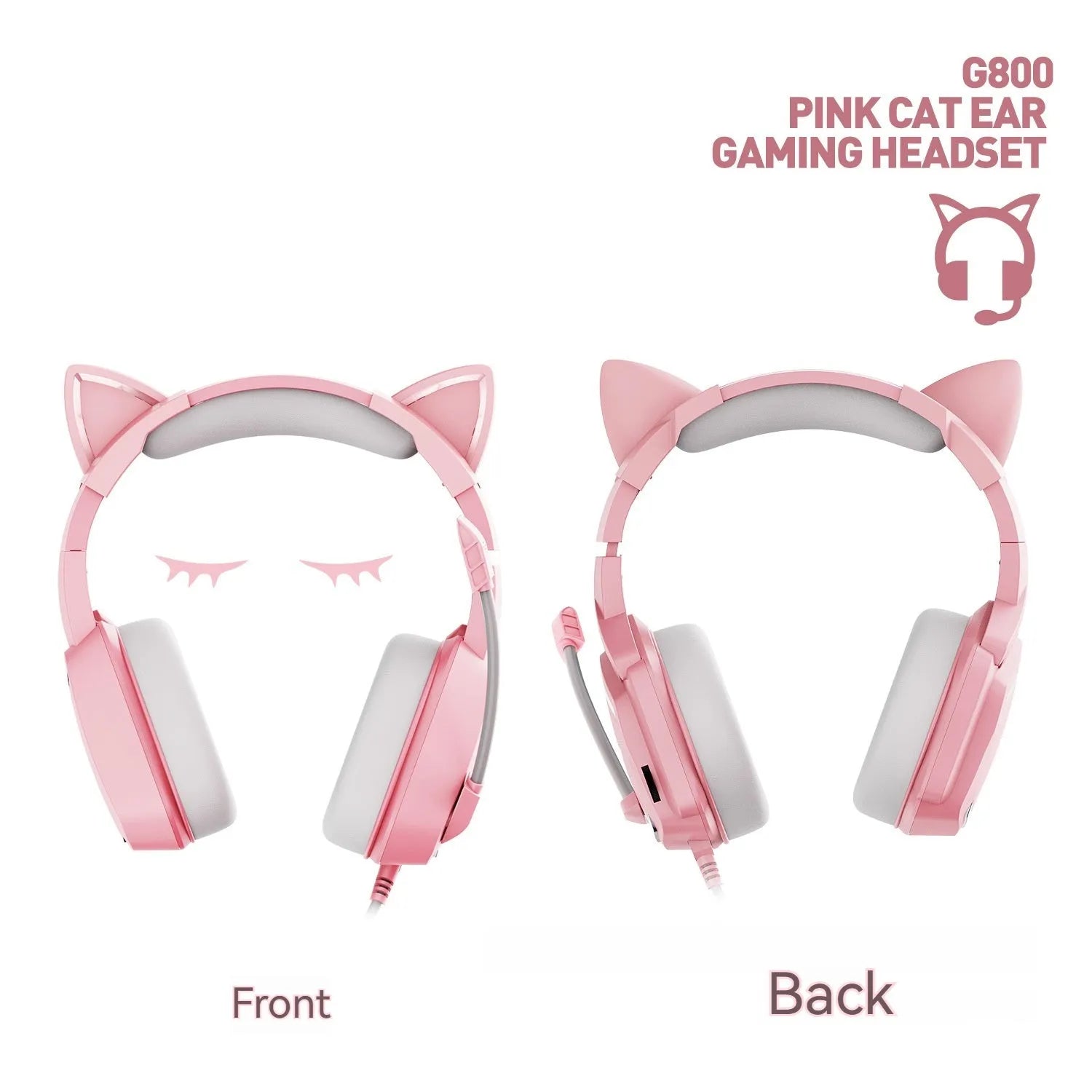 Headworn wired earphones with 50mm driver and line control, pink plextone finish, braided cable, L-shaped 3.5mm plug