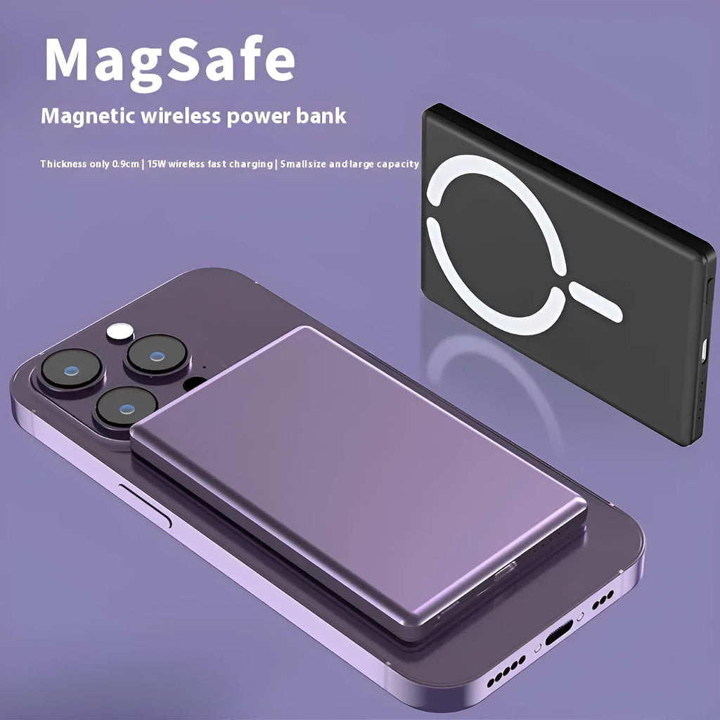 Ultra-thin magnetic power bank with alloy shell in four colour options