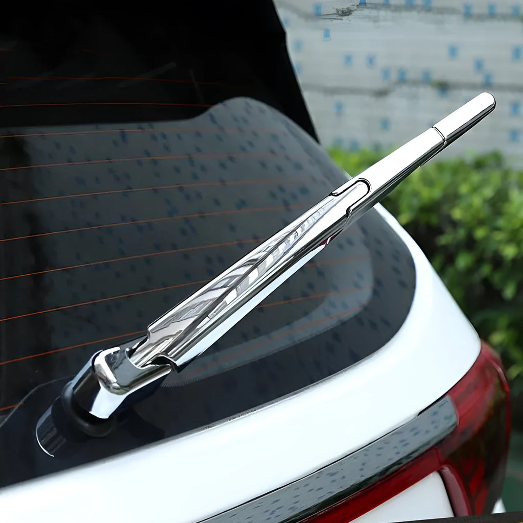 Set of four silvery ABS plastic rear wiper cover trims for 2010 Hyundai cars.