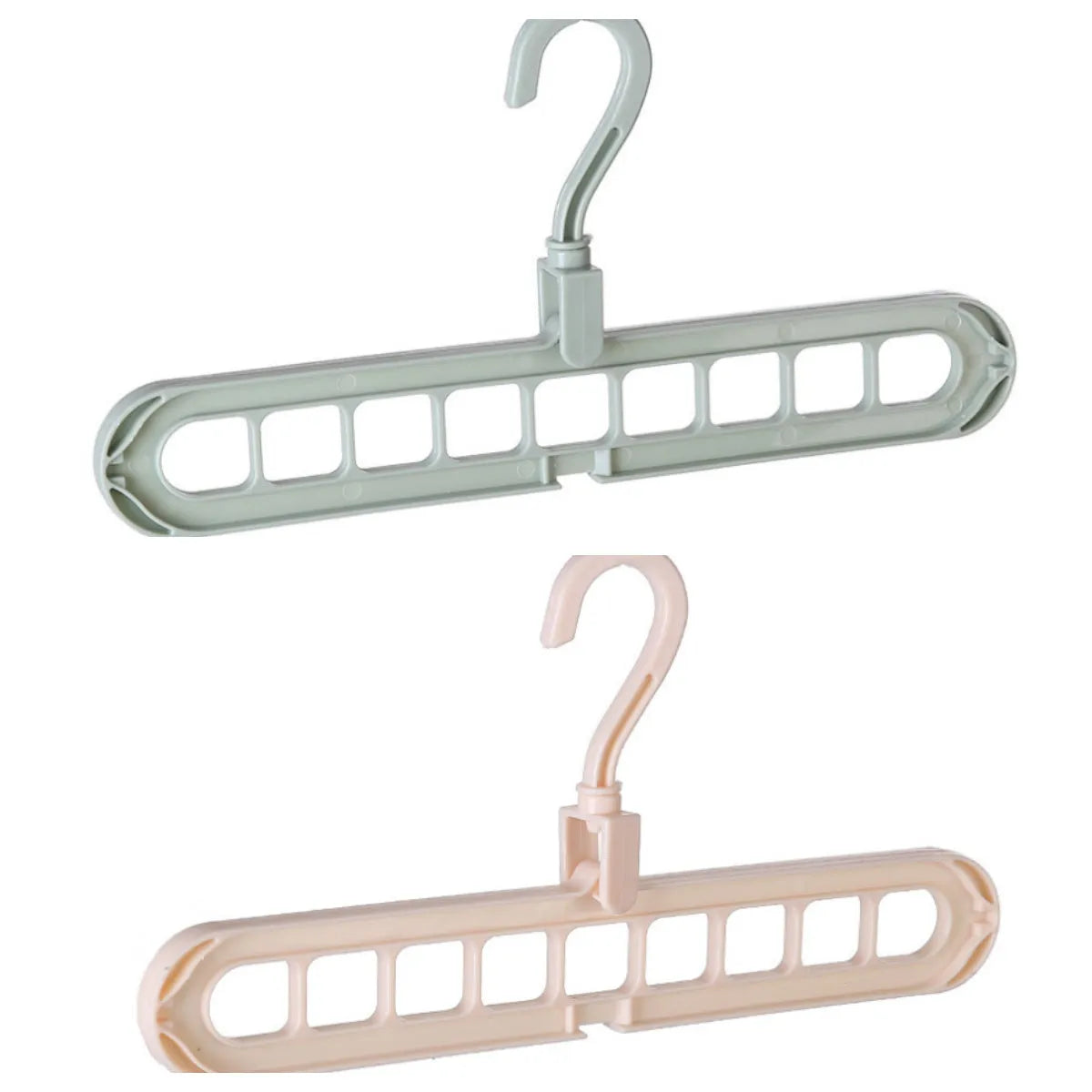 Plastic clothes hanger with rotating hook in pink colour
