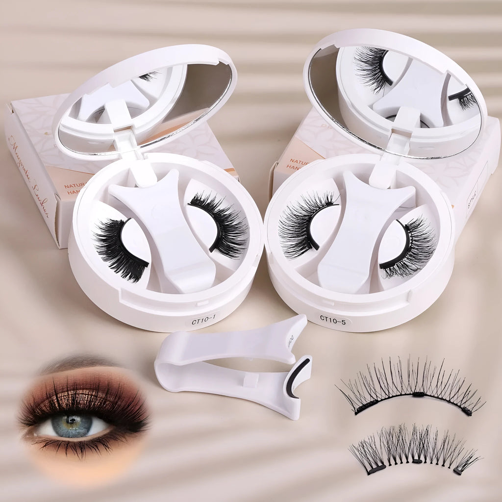 Portable integrated soap holder case for magnetic false eyelashes with chemical fibre lashes.