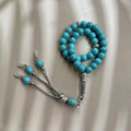 Handmade sky blue stone Muslim prayer bracelet with 8mm beads for Islamic worship and dhikr counting
