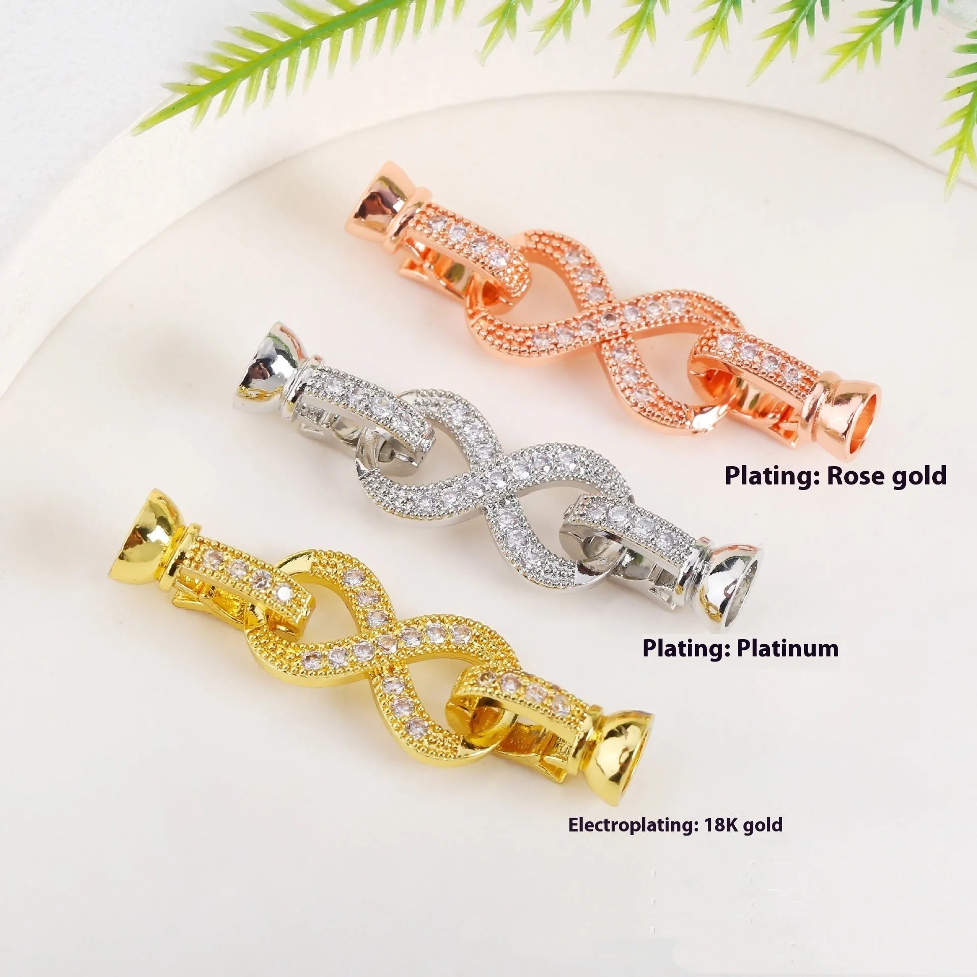 Small gold-plated chain buckle for necklace jewellery making with electroplated finish