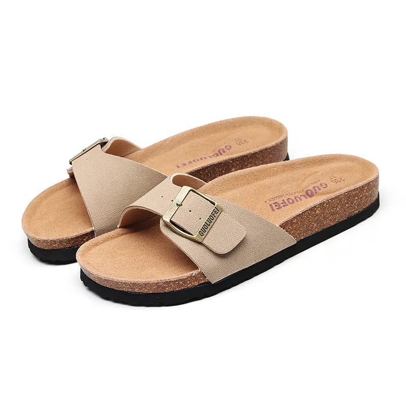 Flat non-slip beach slippers with EVA sole and artificial PU upper, available in multiple colours and sizes 35-46