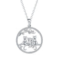 Women's copper necklace with a four kitten pendant on a cross chain, electroplated finish.