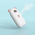 USB rechargeable portable hand humidifier and face steamer in white with cold spray mist