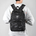 Large capacity nylon school backpack for girls in a choice of colours and patterns, showing ergonomic backplate.