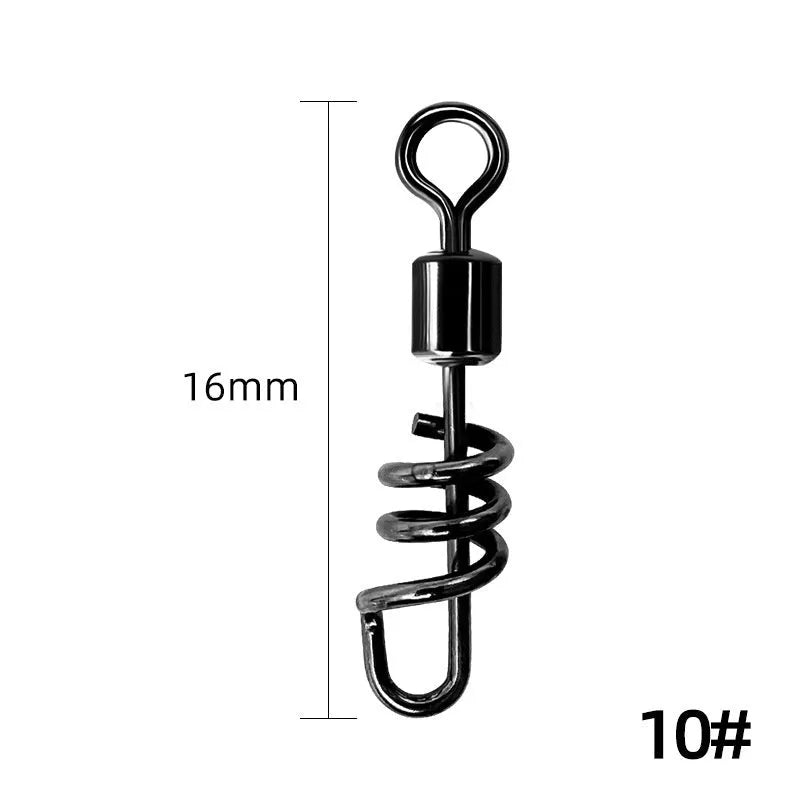 Stainless steel fishing swivel connector with 8-shaped ring in multiple colour-coded sizes