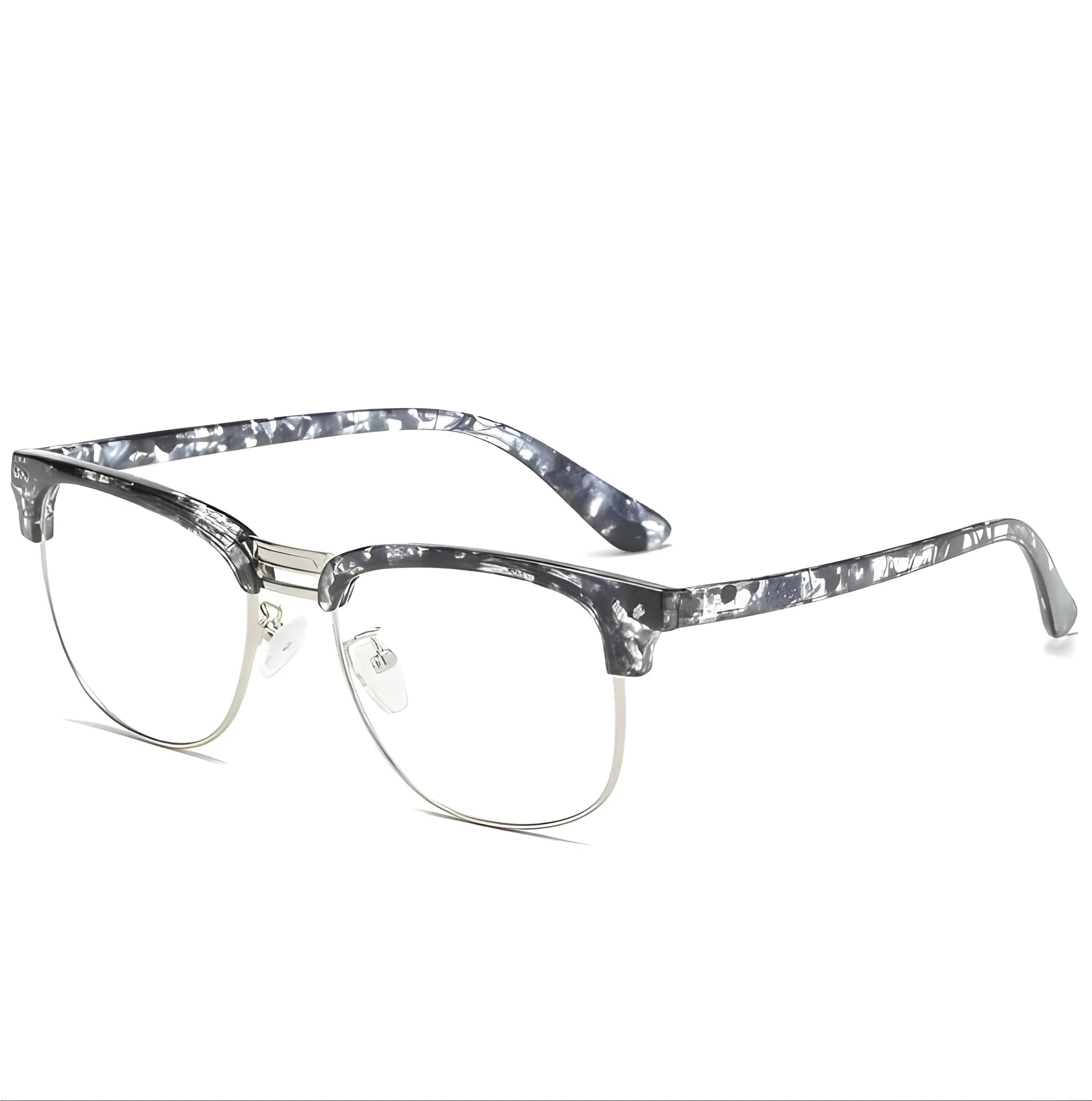 TR90 anti-blue light glasses, unisex vintage full frame, bright black colour option, non-prescription blue-light filtering lenses on a plain background