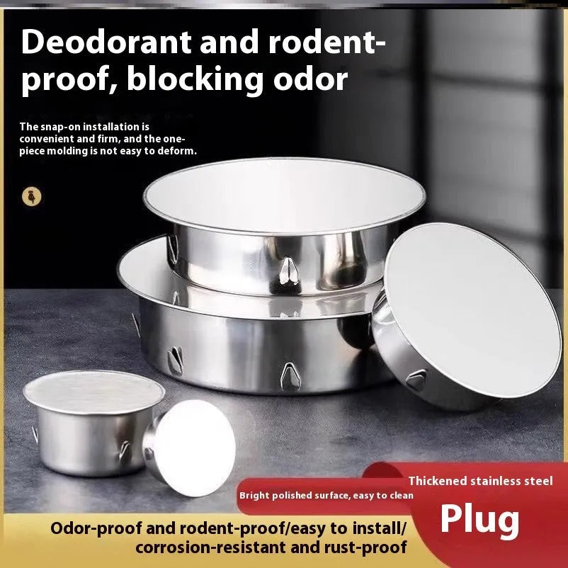 Stainless steel deodorant floor drain seal cover with modern inlay design