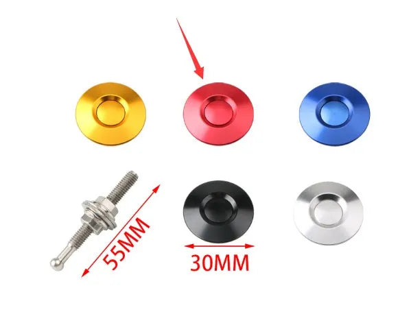 30mm aluminium engine cover lock in silver, black, gold, blue or red colours with screw and nut