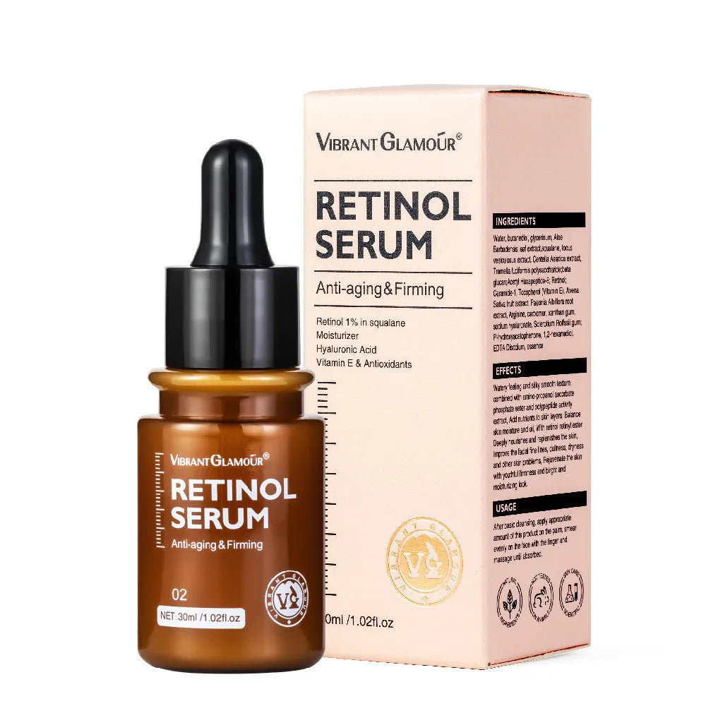 30 ml bottle of retinol facial serum for reducing fine lines and moisturising skin