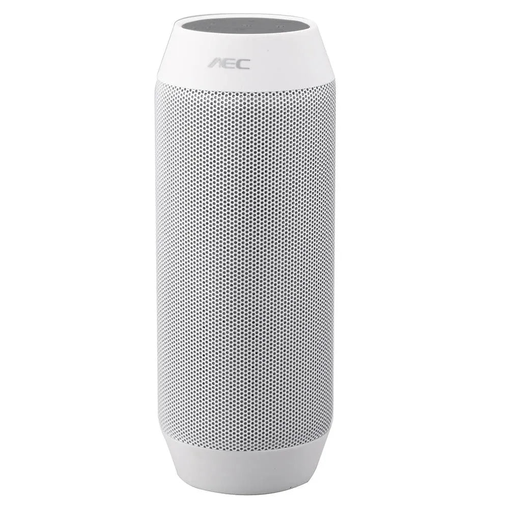 Mini black Bluetooth speaker with a ring of colourful LED lights, showing controls for Bluetooth, FM, and TF card playback.