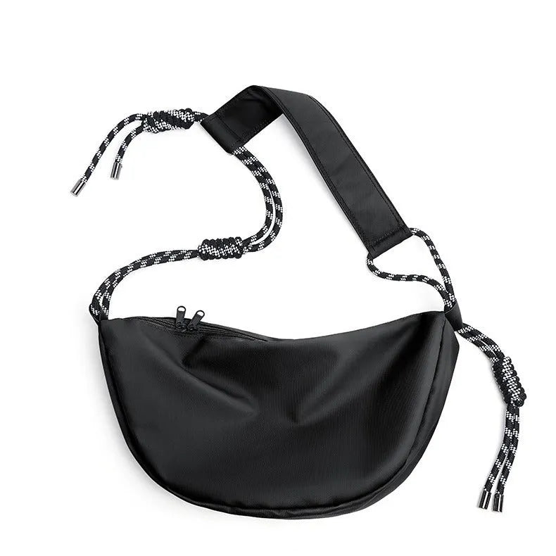 Men's nylon messenger bag in solid colour with large capacity design