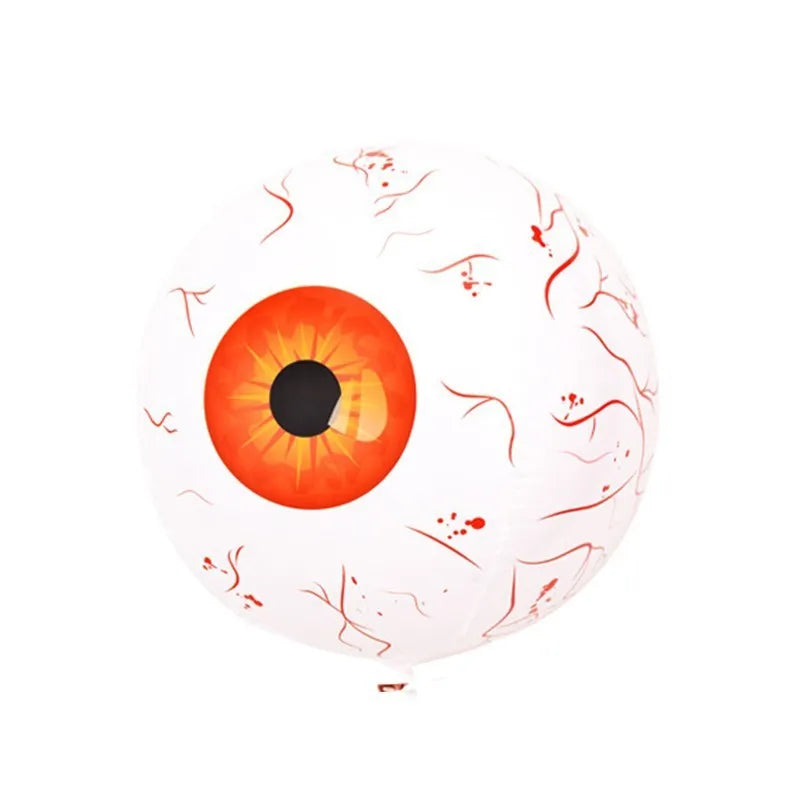 Green Halloween eyeball balloon inflatable with red bloodshot pattern design