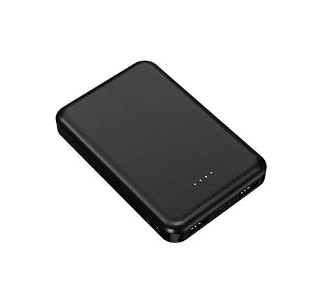 Compact black or white power bank for electric heating vests, showing 97mm x 64mm dimensions
