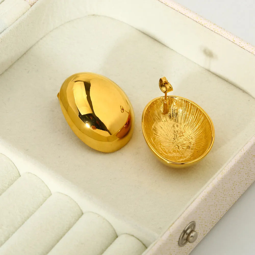 Geometric 18K gold-plated ear studs for women with a glazed surface, colour DFE139.