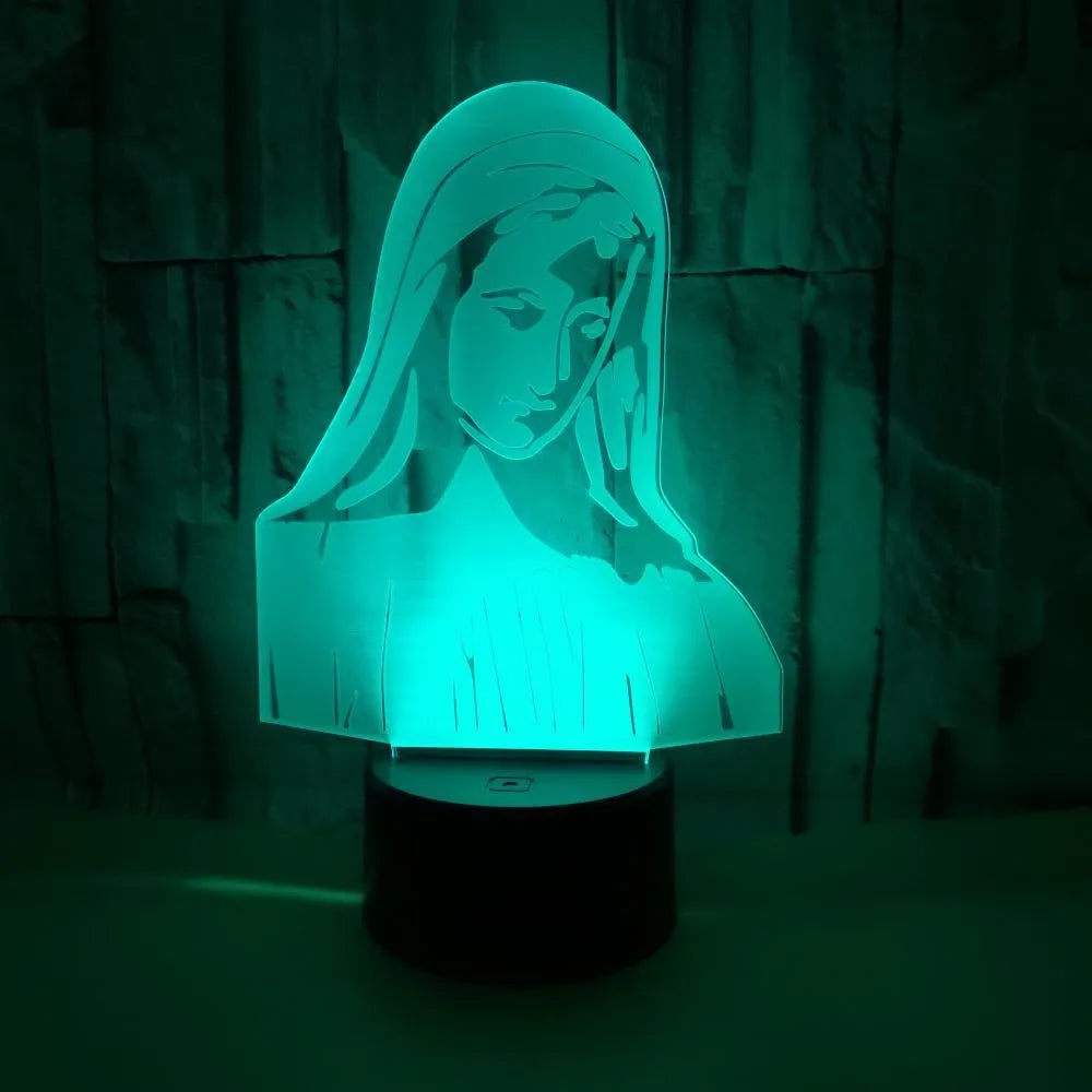 3D stereoscopic dual-ring LED night light with colour changing effects on an ABS base.