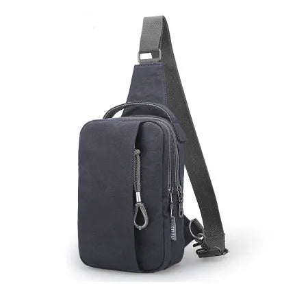 Canvas cross body bag in light brown with adjustable shoulder strap, 16x10x25 cm dimensions