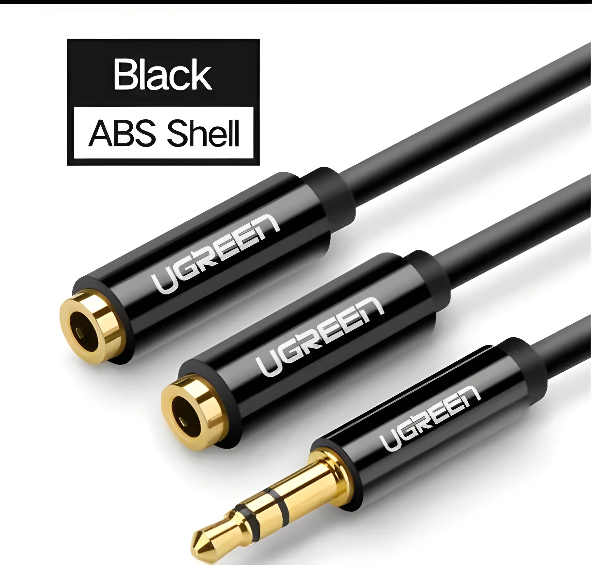 20cm black audio cable with 3.5mm gold-plated connectors and TPE sheathing