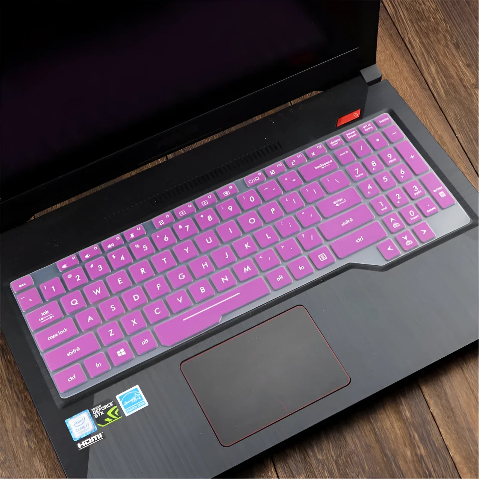 ASUS Flight laptop keyboard protective film cover shown in multiple colour options.