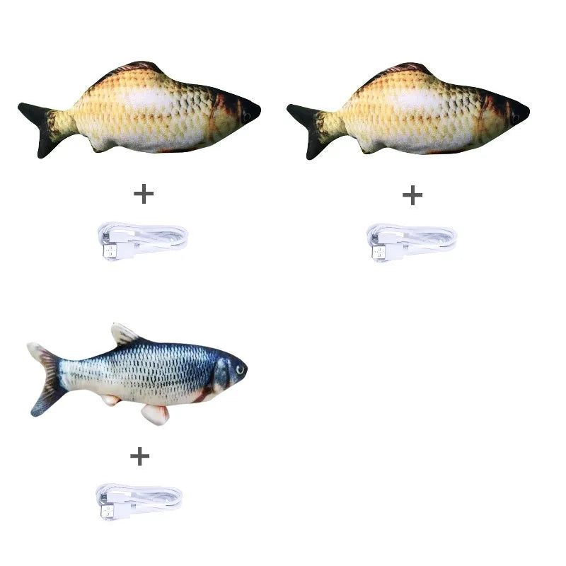 30cm long multicolour electric jumping fish simulation cat toy with USB cable