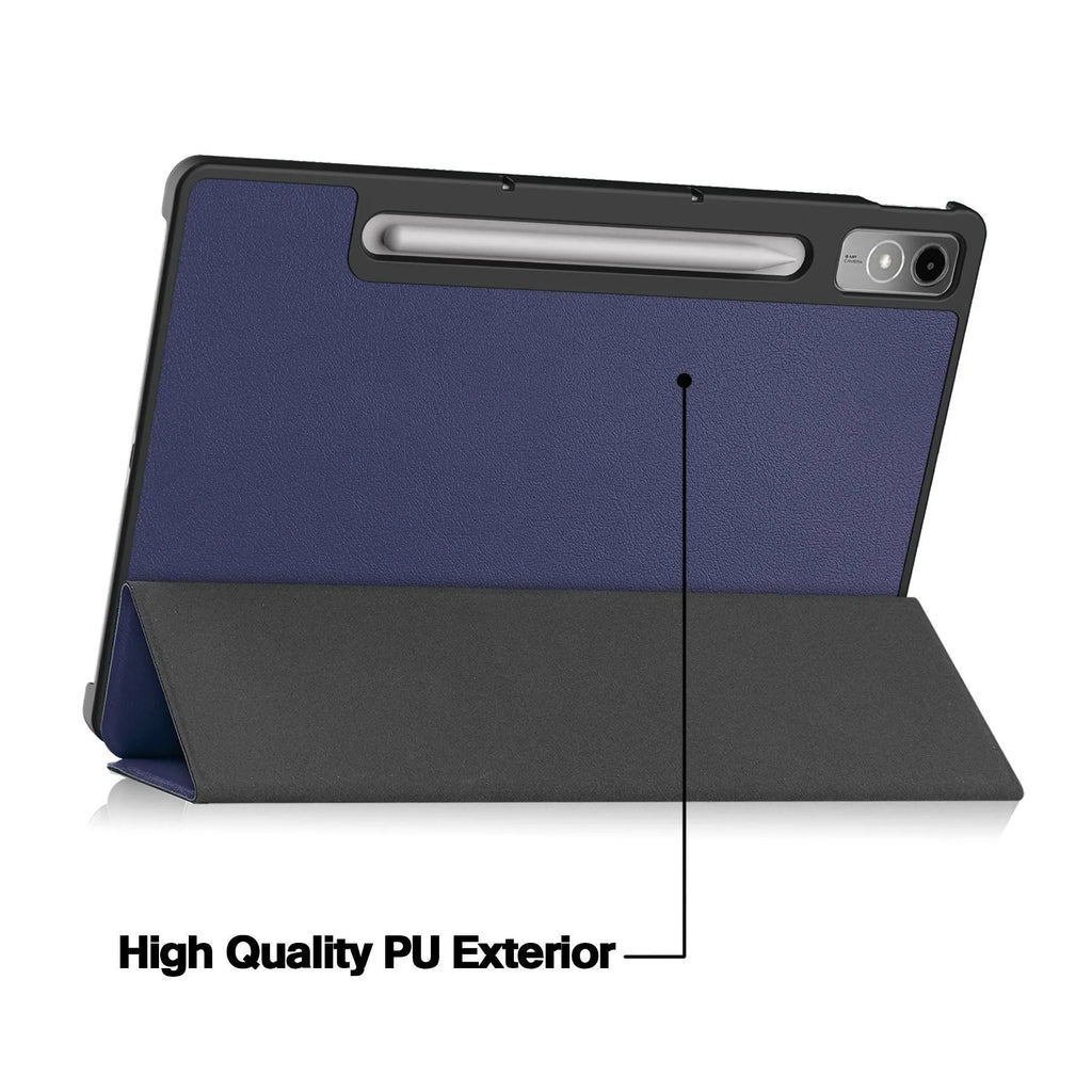 LenovoTab P12 tablet case showing magnetic bracket and multiple colour pattern options