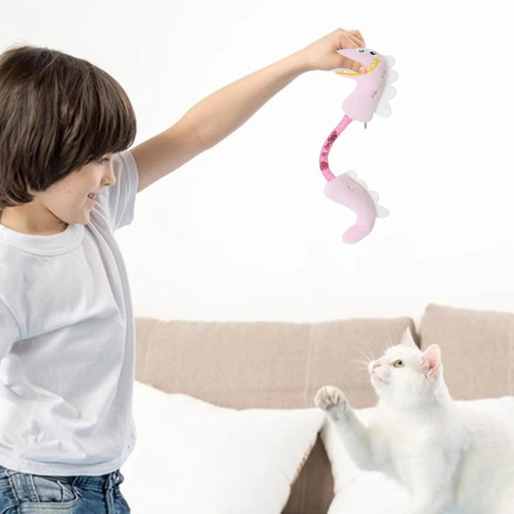 Four cat toys including rope, spring, kicker and plush types for indoor feline entertainment