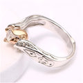 Women's flower separation simulation diamond ring in copper with gold plating, zircon stone, and rose colour separation, sizes 5-10