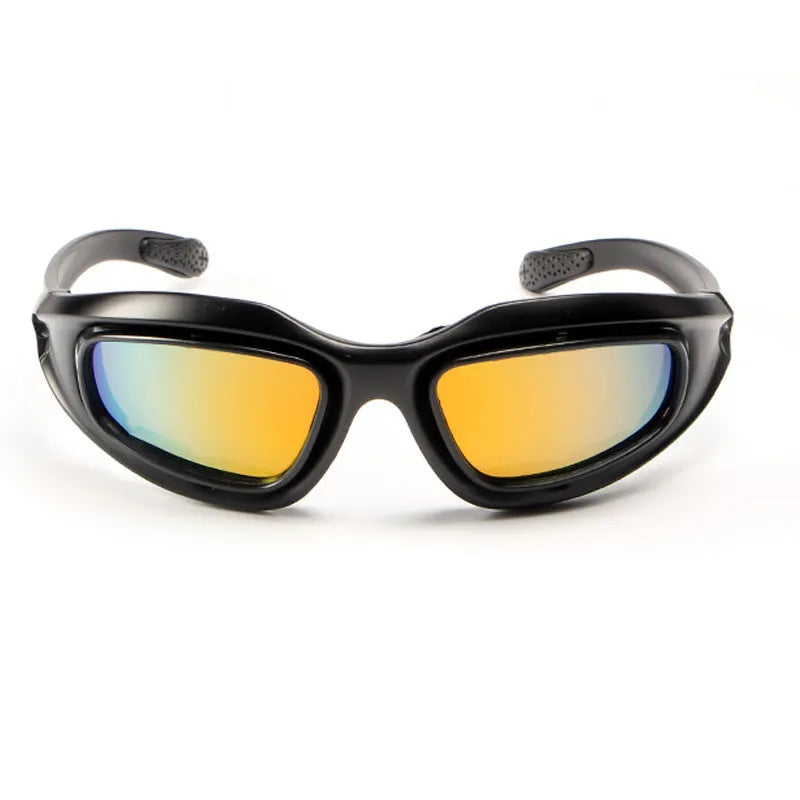 Tactical polarised sunglasses for outdoor cycling with PC frame and dustproof features