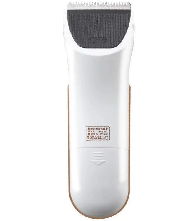 White electric pet clipper with ceramic blade for dog and cat grooming