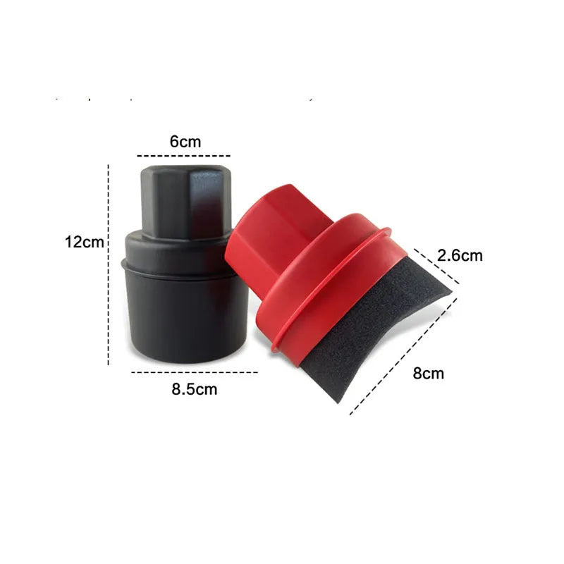 Car tyre polishing sponge brush with protective lid showing 85x120mm size and sponge texture