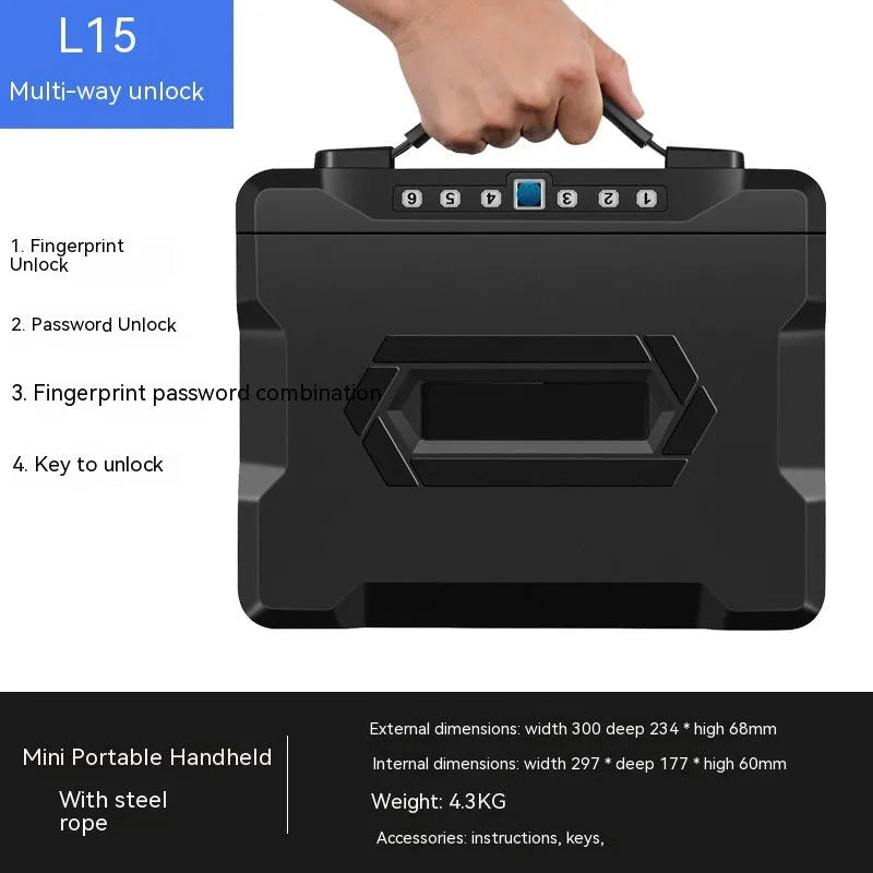 Portable mechanical combination safe with steel construction for document security