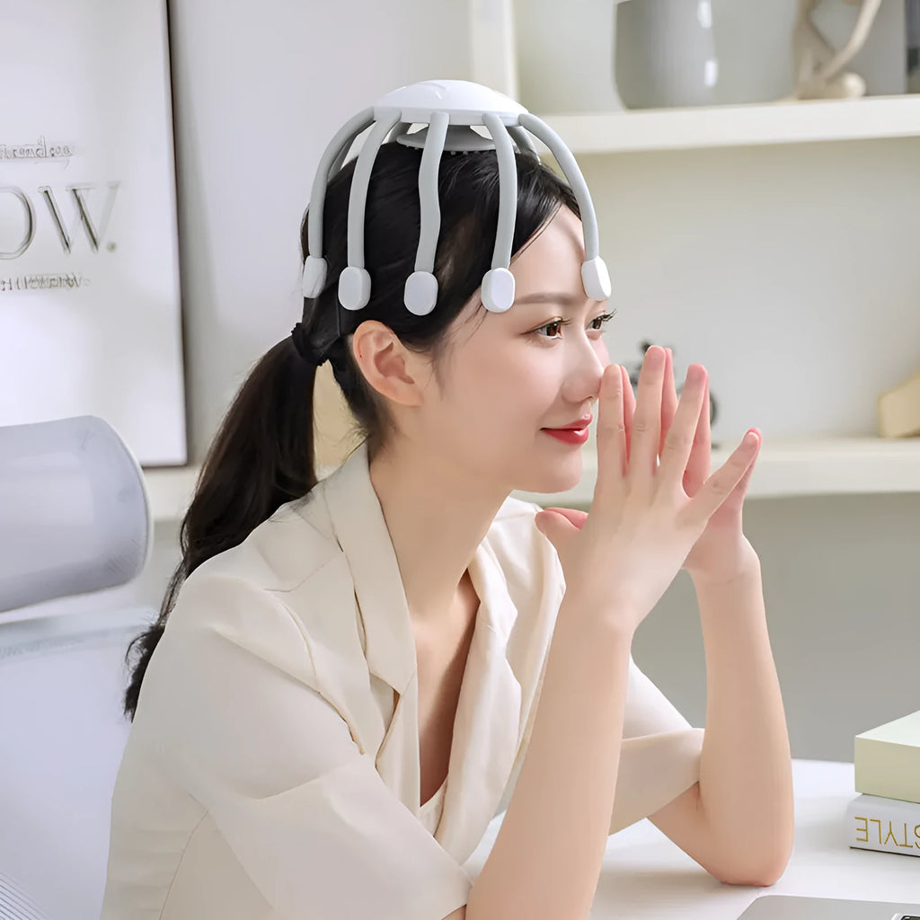 USB-powered electronic head massager with multiple massage claws for scalp relaxation
