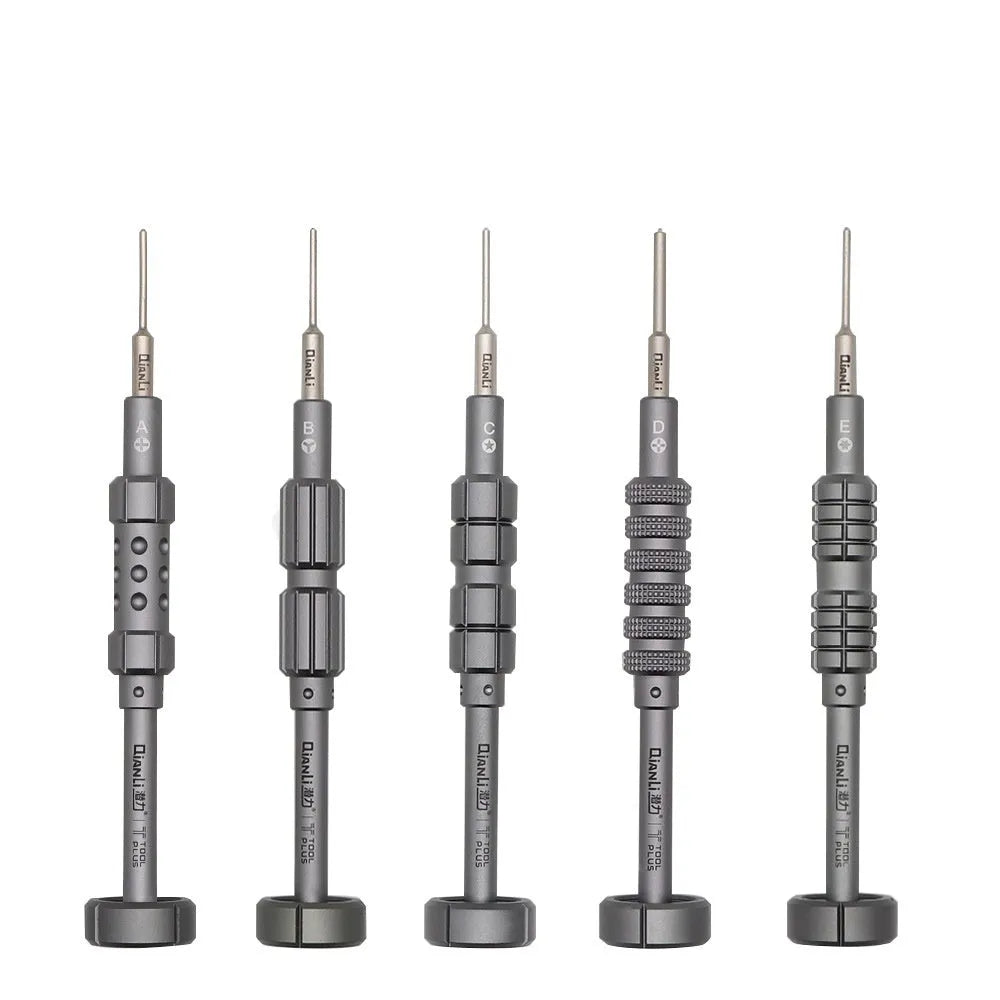 iPhone screwdriver set with grenade-shaped aluminium handle and multiple precision bits for mobile phone repair
