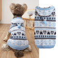 Acrylic knitted dog sweater with snowflake love striped camouflage pattern in pink blue grey colours