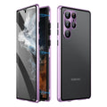 Metal magnetic phone case for Samsung S24 Ultra with a built-in peep-proof mirror in multiple colours.