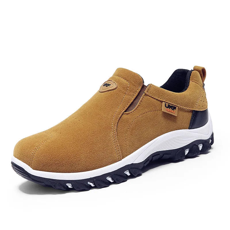 Men's non-slip wear-resistant hiking shoes, artificial PU upper, waterproof platform, available in black blue yellow