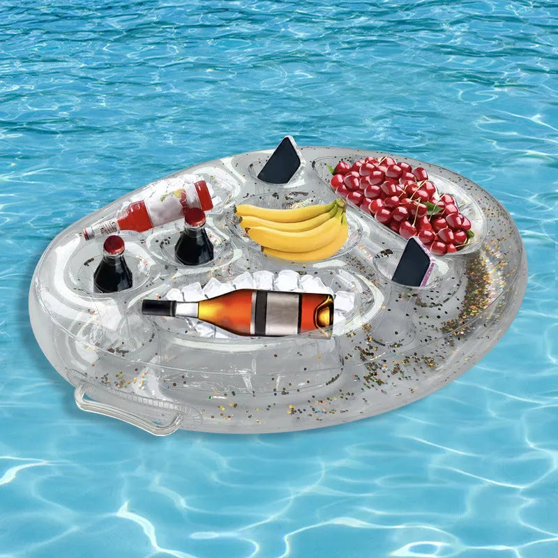 Inflatable ice bar with cup holders and yellow ice bucket for party drink service