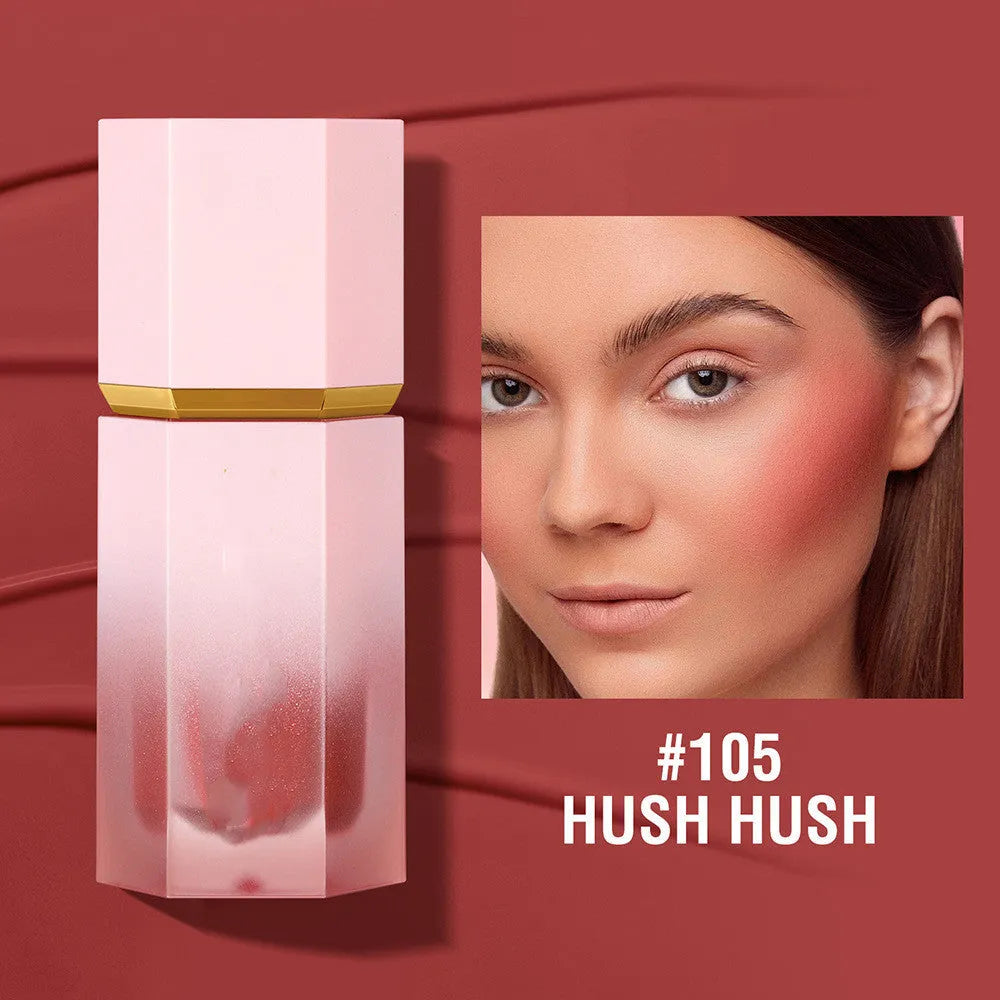 Colourful liquid powder blusher in compact container with multiple style options for universal skin types