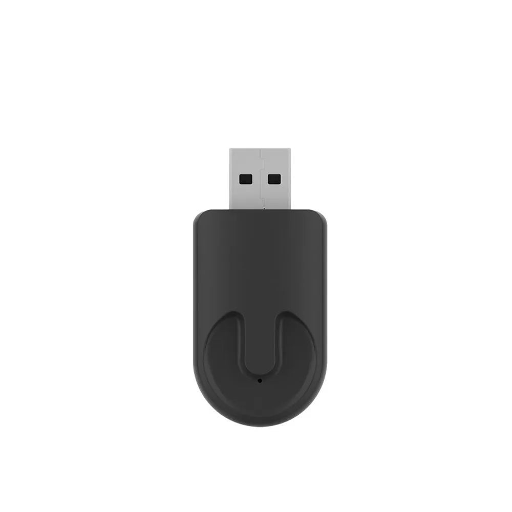 Black mini wireless CarPlay USB adapter showing compact 26×55×13mm dimensions with USB connector
