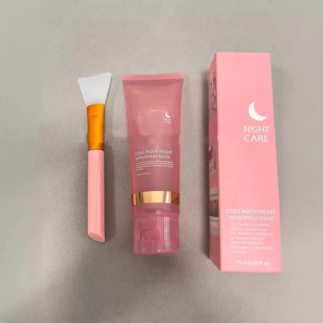75ml collagen night mask with application brush for firming elasticity and overnight hydration
