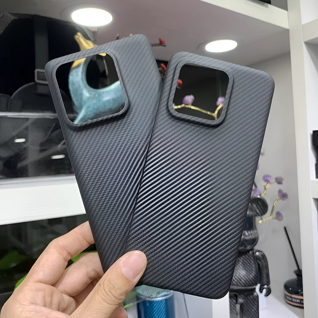 Ultra-thin 600d aramid fibre phone case for Xiaomi 13 in fine grain crater matte black colour