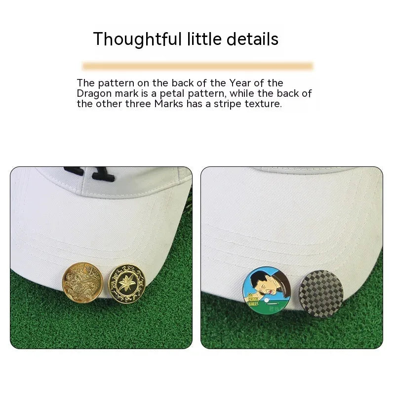 Zinc alloy hat clip featuring personalised dragon year golf accessory design
